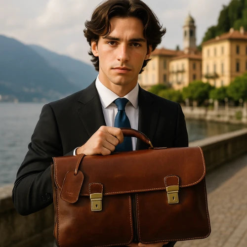 Brown Vintage Italian Leather 24-Hour Briefcase