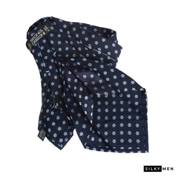 Navy Blue Flower Italian Silk Tie