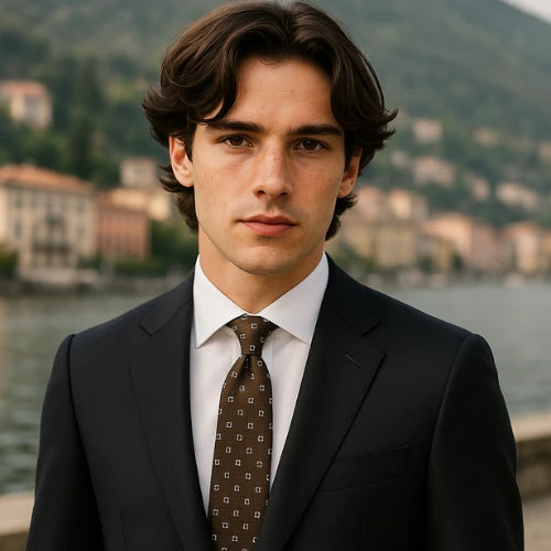 Brown Classic Pattern Italian Silk Tie