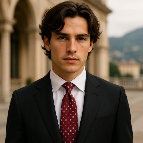 Burgundy Classic Pattern Italian Silk Tie