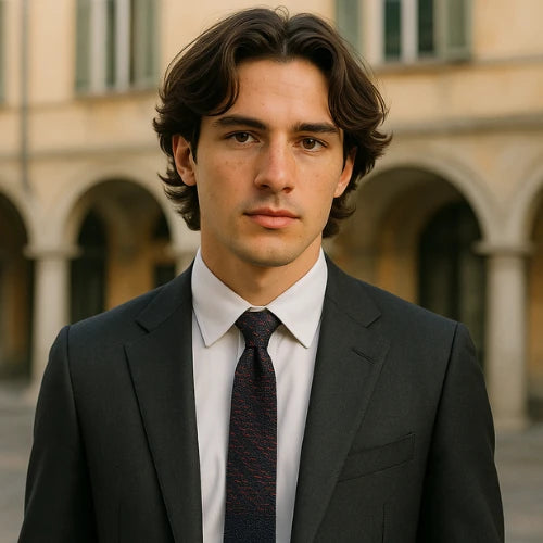 Purple Blue 50-50 Cotton Italian Silk Tie
