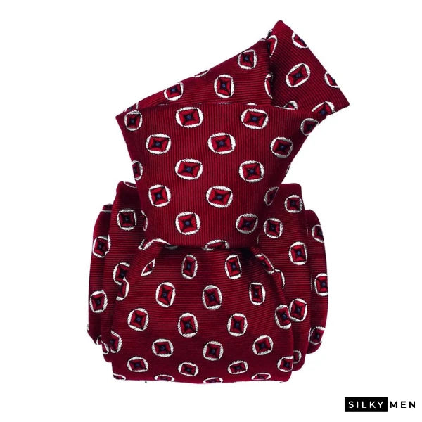 Wine Red Pattern Italian Silk Tie