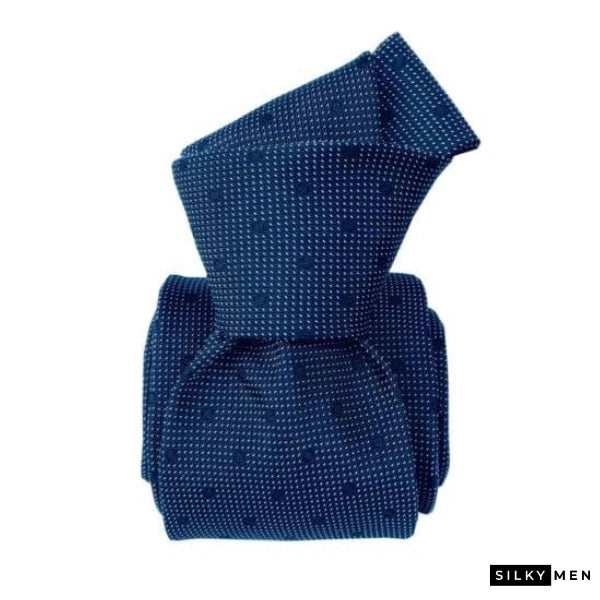 Dark Blue Polka Dot Italian Silk Tie