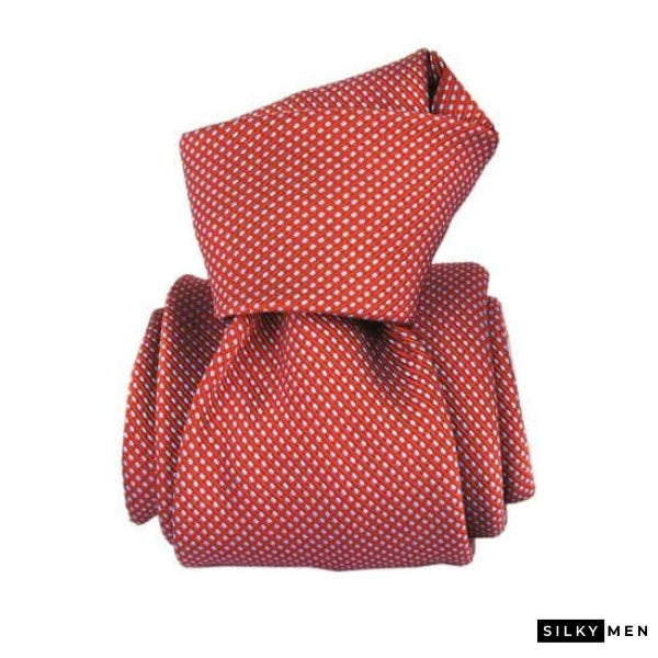 Coral Red Pattern Italian Silk Tie