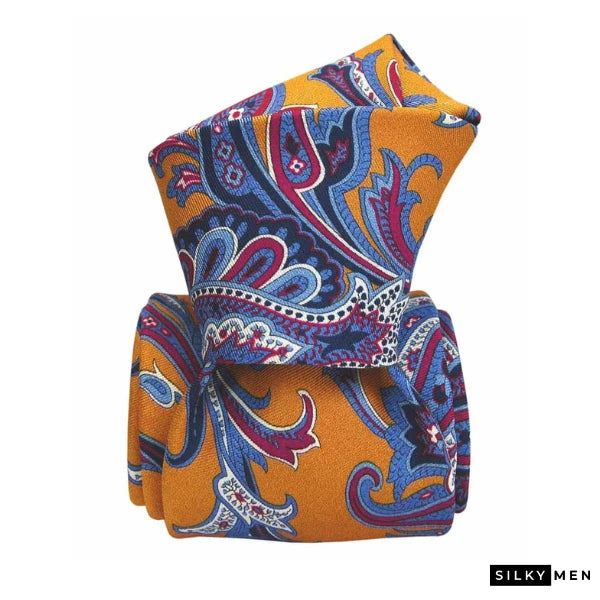 Fancy Design Orange Blue Purple White Italian Silk Tie