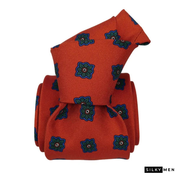 Red Fancy Flowers Italian Silk Tie