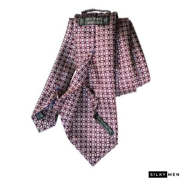 Purple Pink Pattern Italian Silk Tie
