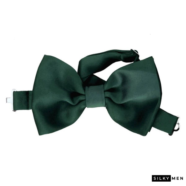 Bottle Green Italian Silk Bow Tie Ready to Wear