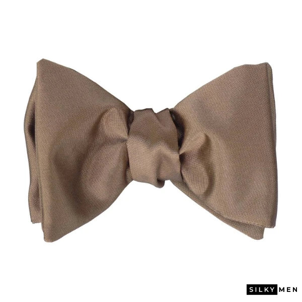 Taupe Italian Silk Bow Tie Self Tie