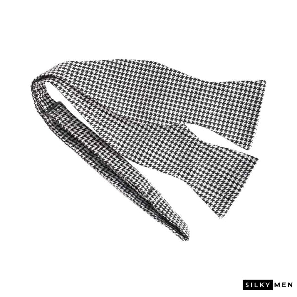 Black & White Self Tie Italian Silk Bow Tie