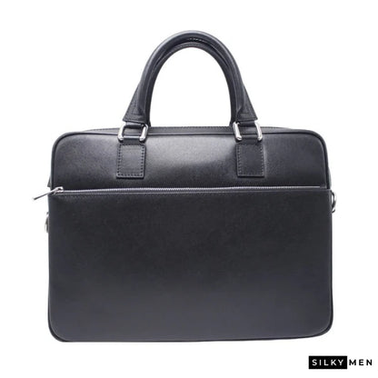 Black Italian Leather Thin Men's Briefcase