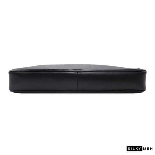Black Italian Leather Thin Men's Briefcase