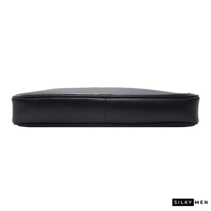 Black Italian Leather Thin Men's Briefcase