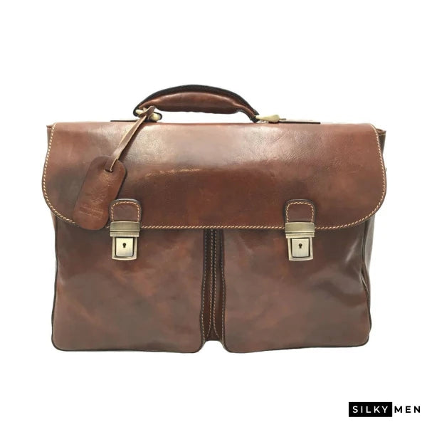 Brown Vintage Italian Leather 24-Hour Briefcase