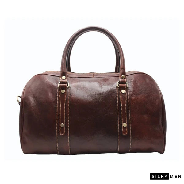 Brown Italian Leather Men's Vintage Duffle Bag