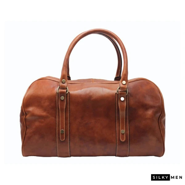 Tan Italian Leather Men's Vintage Duffel Bag