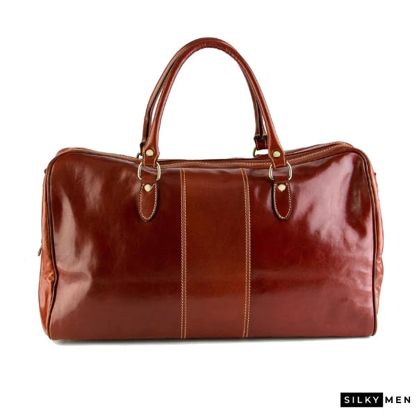 Brown Italian Leather Men's Duffel Bag