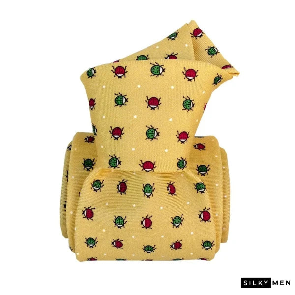 Yellow Lady Bug Italian Silk Tie