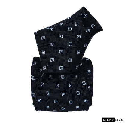 Navy Blue Pattern Italian Silk Mogador Tie