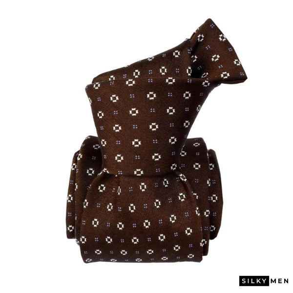 Brown Classic Pattern Italian Silk Tie