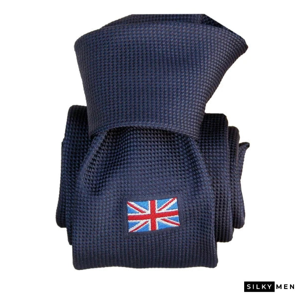 Navy Blue Pattern Italian Silk Tie UK
