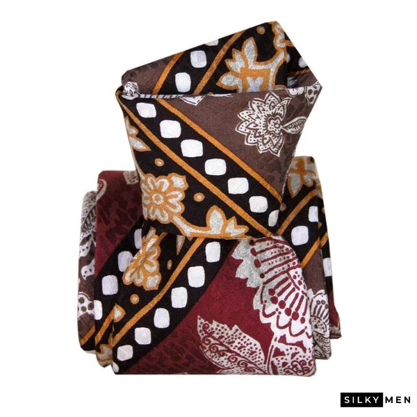 Burgundy Brown Fancy Italian Silk Tie