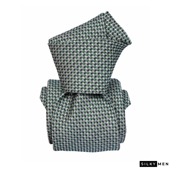 Green Black Pattern Italian Silk Tie