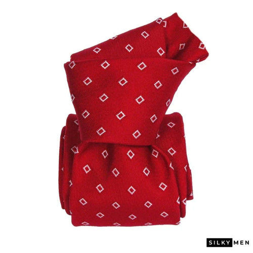 Red Square Pattern Italian Silk Tie