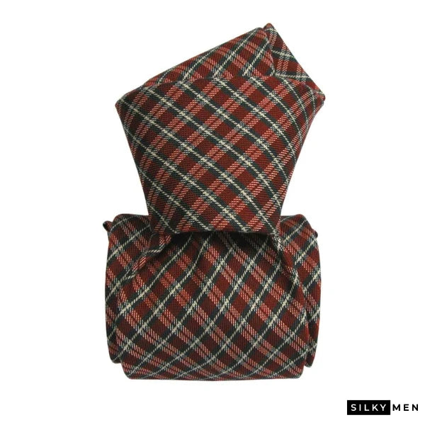Brown Tartan Pattern Italian Silk Tie