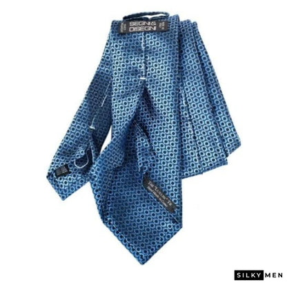 Blue Pattern Italian Silk Tie