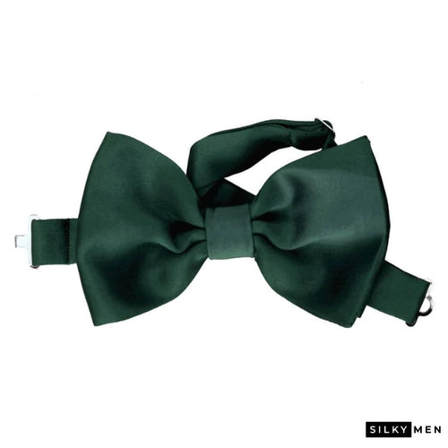 Bottle Green Italian Silk Bow Tie Ready to Wear