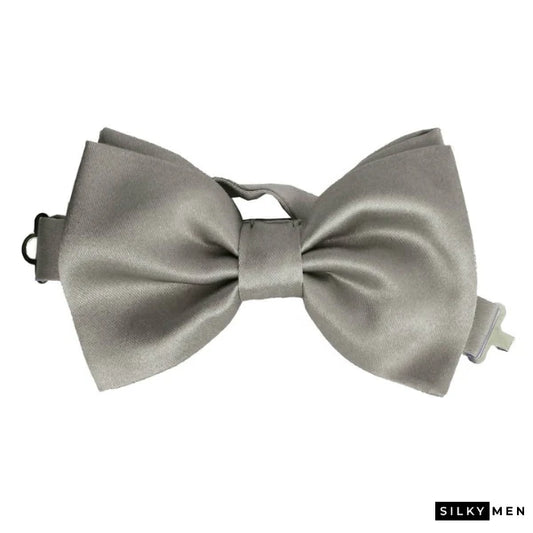 Pearl Gray Italian Silk Bow Tie Ready to Wear