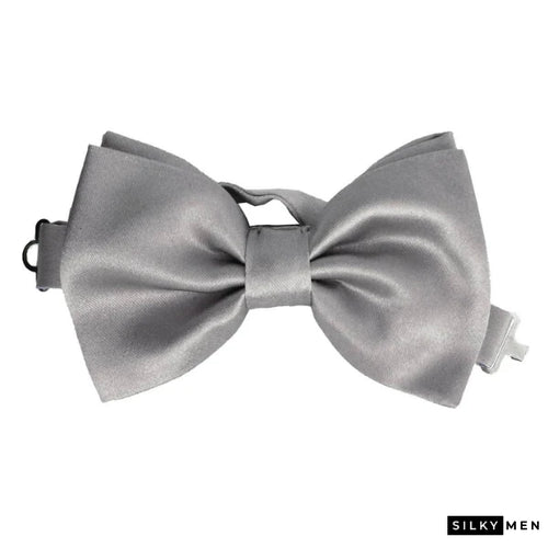 Platinum Gray Italian Silk Bow Tie Ready to Wear