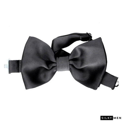Anthracite Gray Italian Silk Bow Tie Ready to Wear