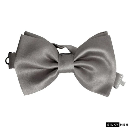 Gray Italian Silk Bow Tie Ready to Wear