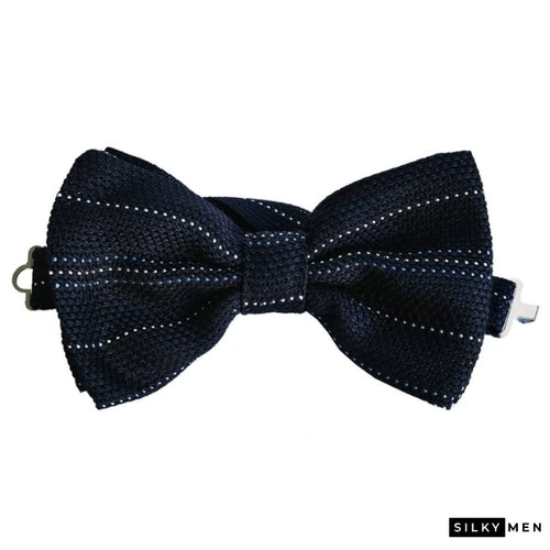 Navy White Blue Italian Silk Bow Tie Ready to Wear