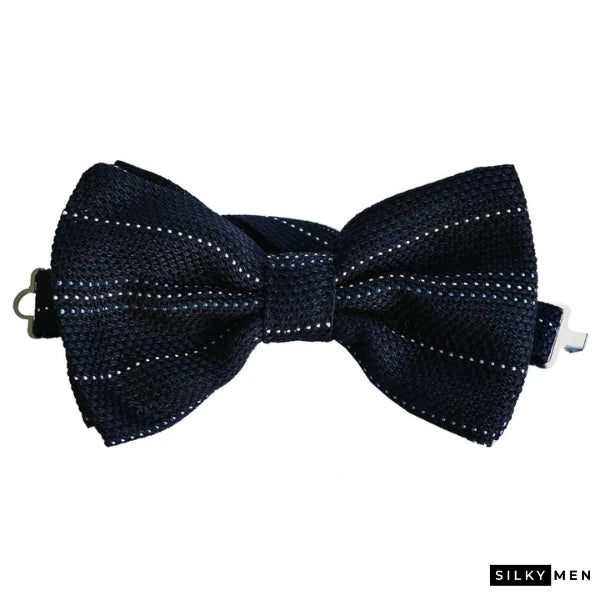 Navy White Blue Italian Silk Bow Tie Ready to Wear