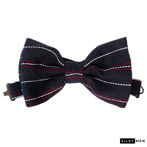 Navy White Red Italian Silk Bow Tie Ready to Wear