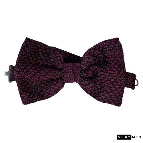 Purple Black Italian Silk Bow Tie Ready to Wear