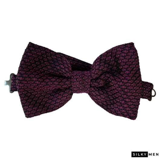 Purple Black Italian Silk Bow Tie Ready to Wear