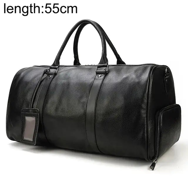 Monarch 24" Black Leather Travel Duffel Bag